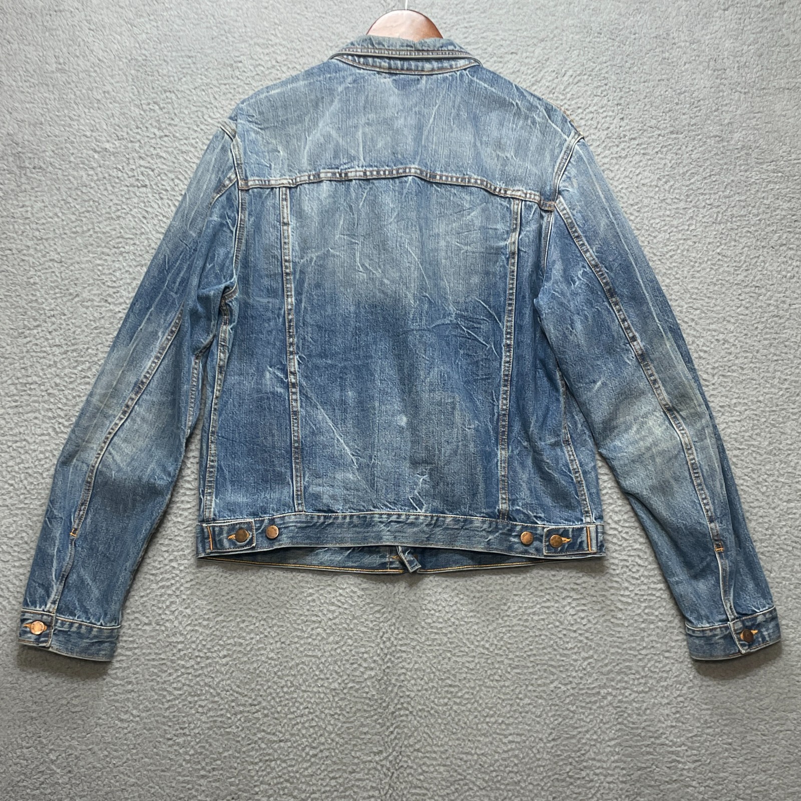 NUDIE JEANS CO Denim Jacket Mens XXL Blue Terry Organic Cotton Romania