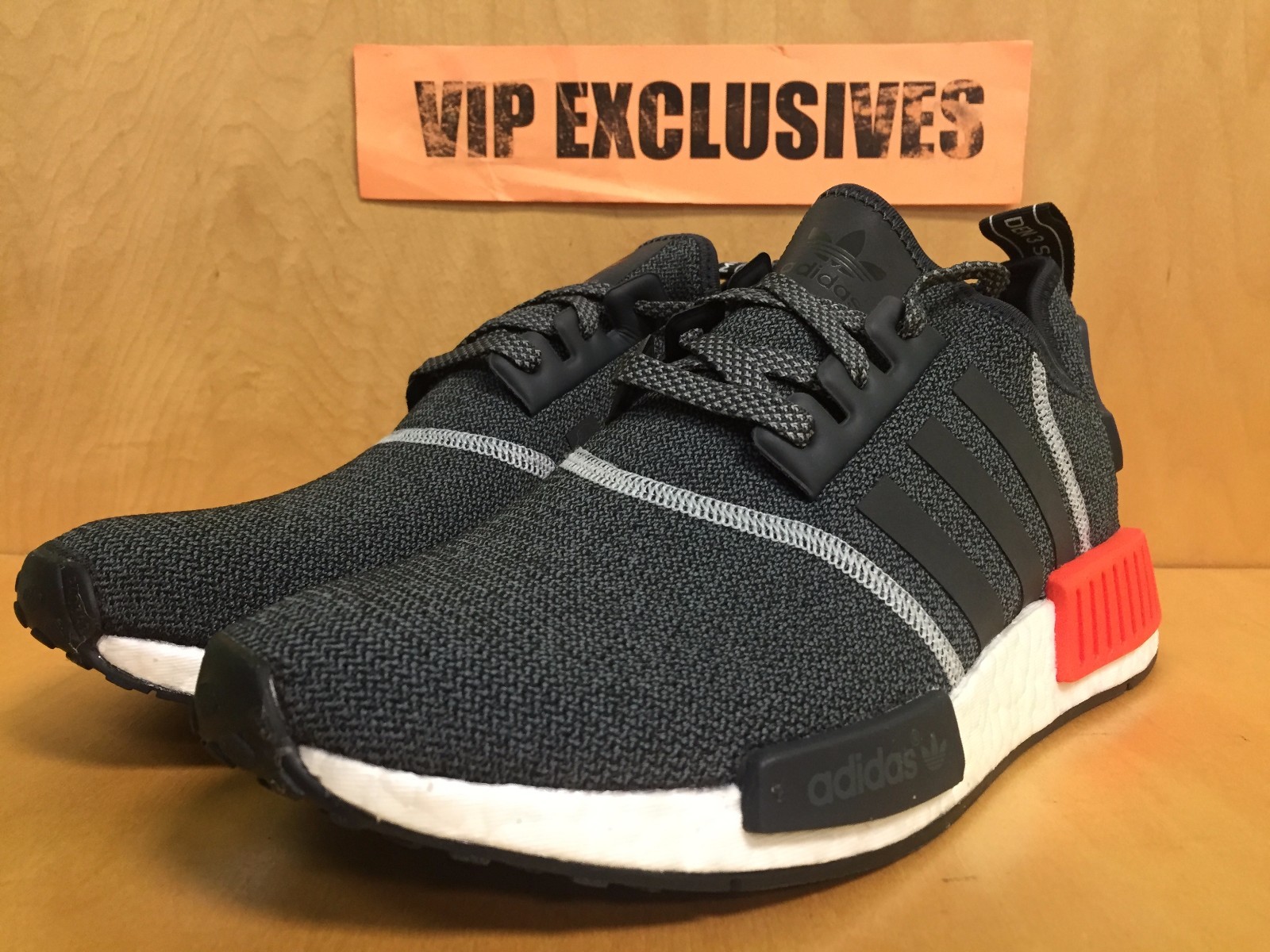 Adidas NMD R1 Runner Charcoal Grey Orange 3M Mesh Nomad S31510