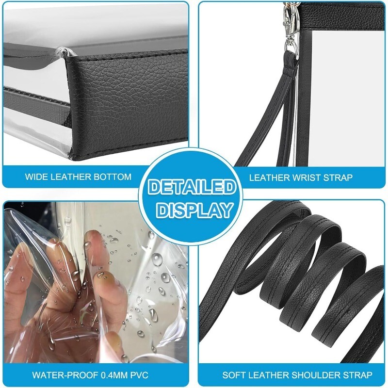 Clear PVC Crossbody Bag Stadium Approved Square Purse for Women Trendy