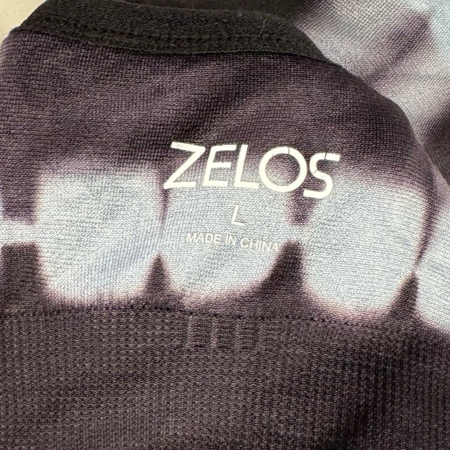 Zelos Black & Blue Tie Dye Padded Stretch Criss Cross Sports Bra Sz Large