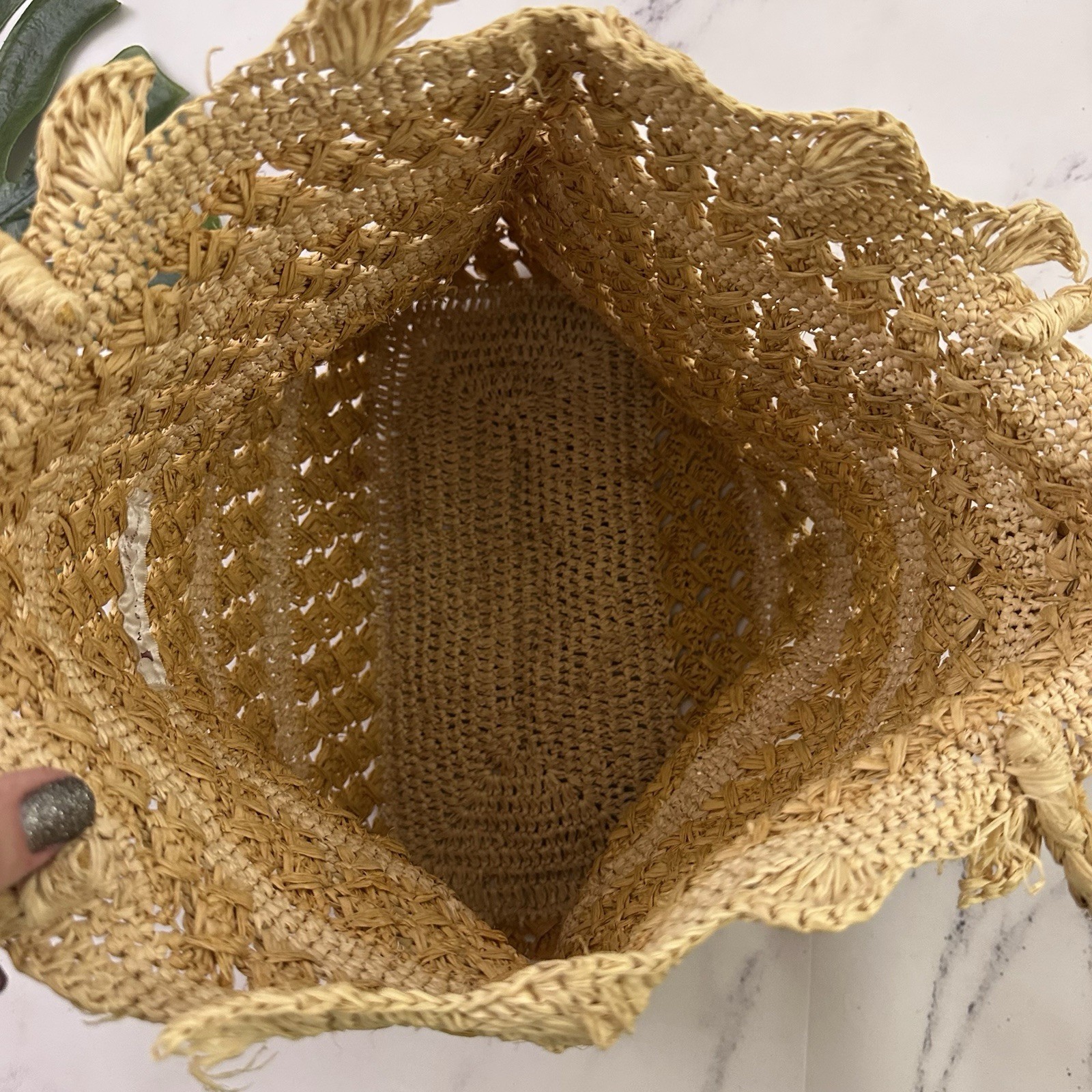 Mad Imports Madagascar Vintage Straw Woven Tote Bag Purse Boho Beach Tan