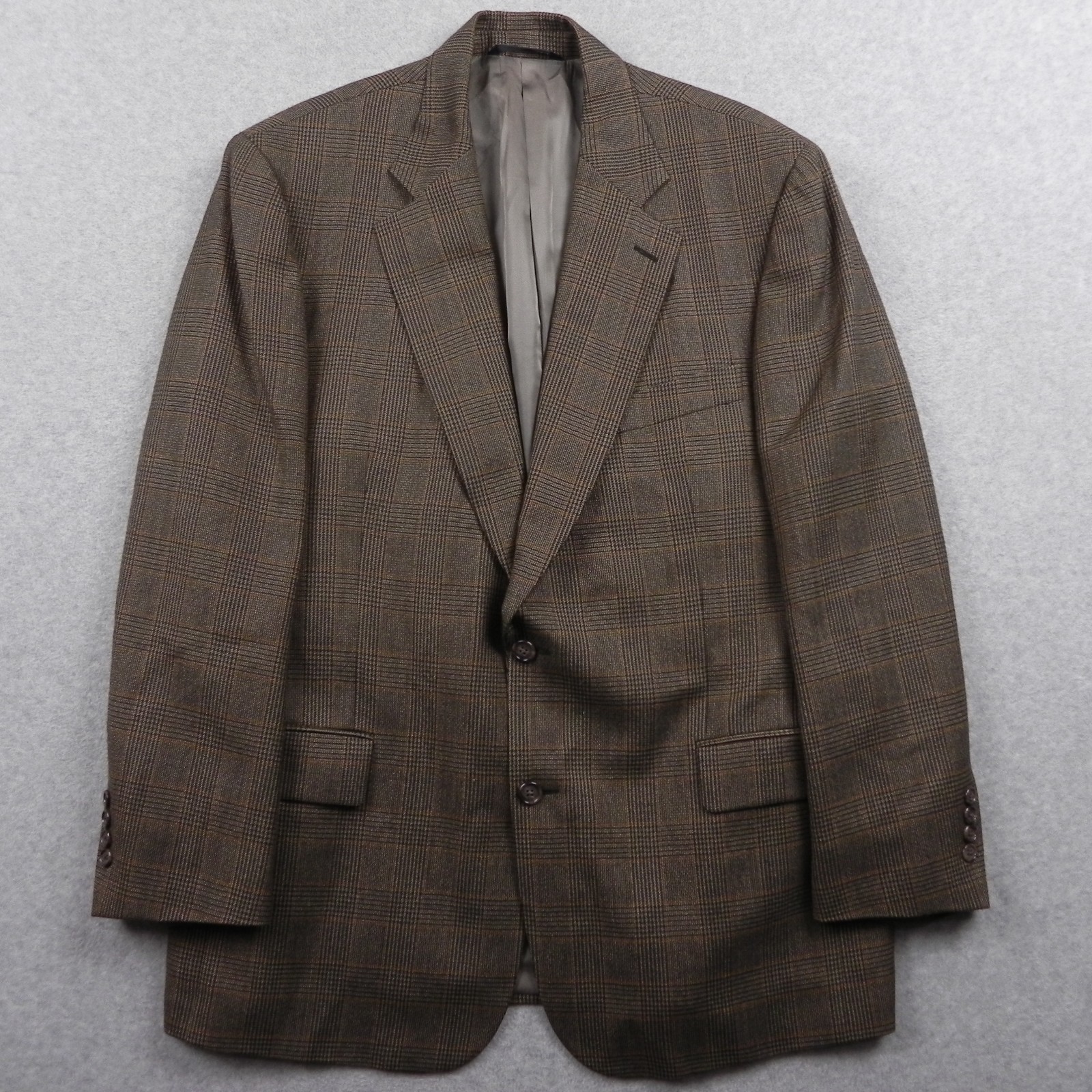 Brooks Brothers Blazer Mens 43R Wool 2-Button Suit Jacket Sport Coat Brown Plaid