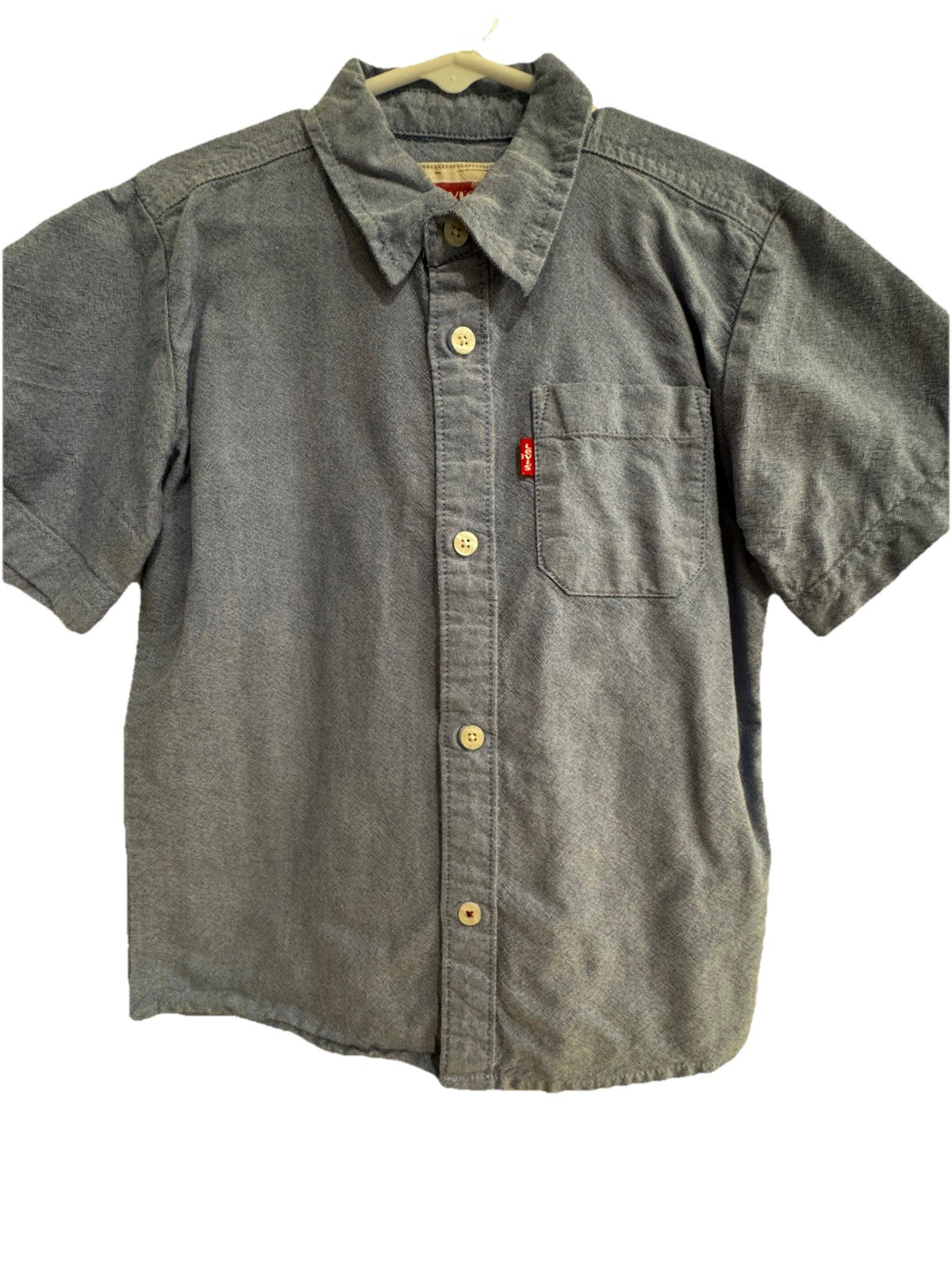 Levi’s Youth Boys Denim Light Blue 100% Cotton Button Up short sleeve Size 6