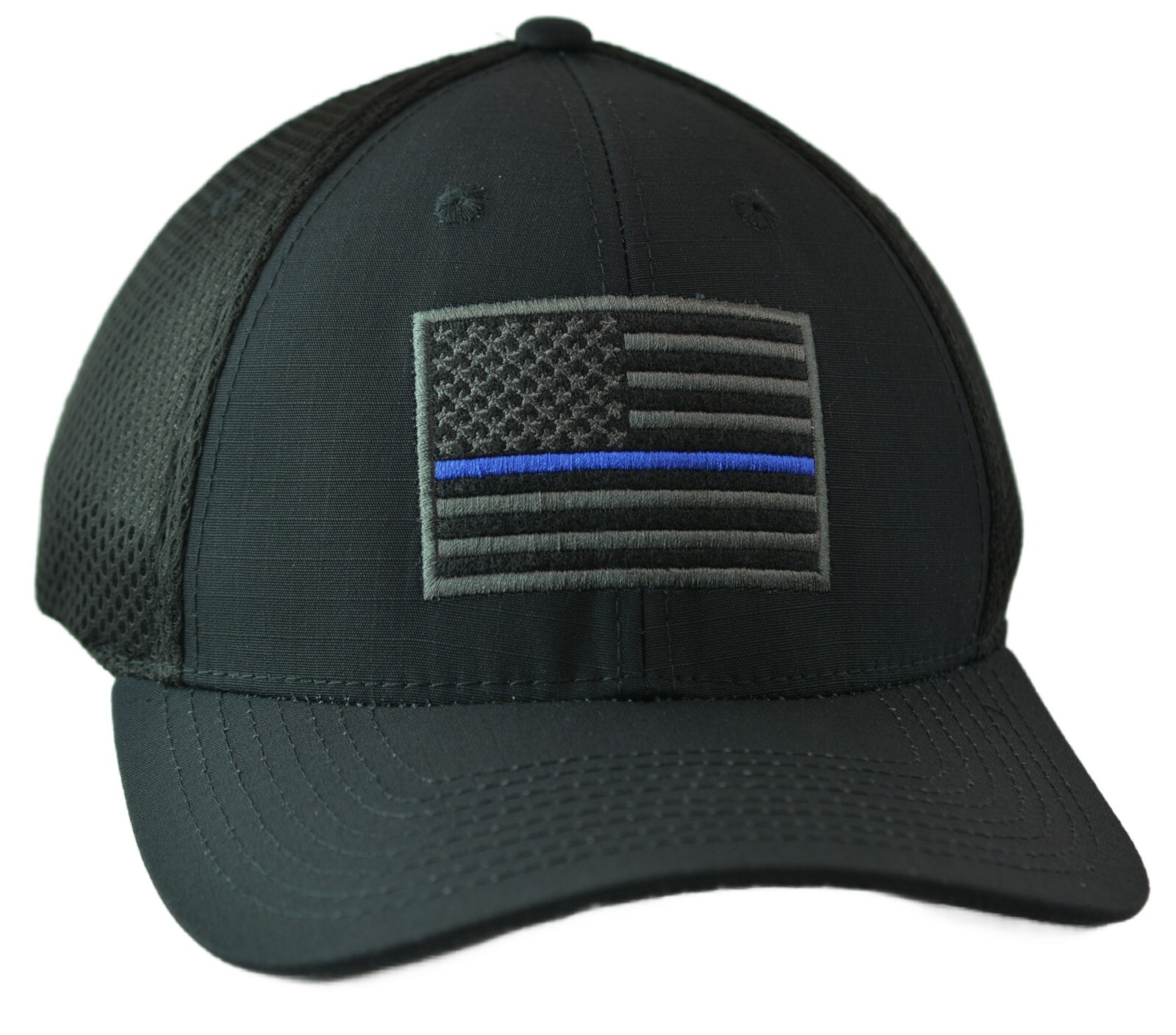 Thin Blue Line Flag Air Mesh Support Police Ripstop Tactical Hat by RAPDOM