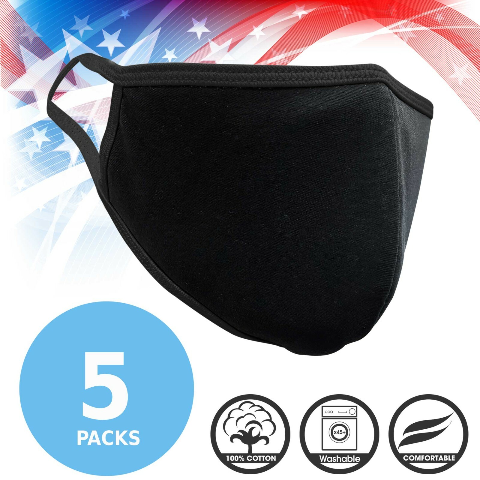 Black Unisex Face Mask Reusable Washable Cover Masks Fashion Cloth Men Women USA