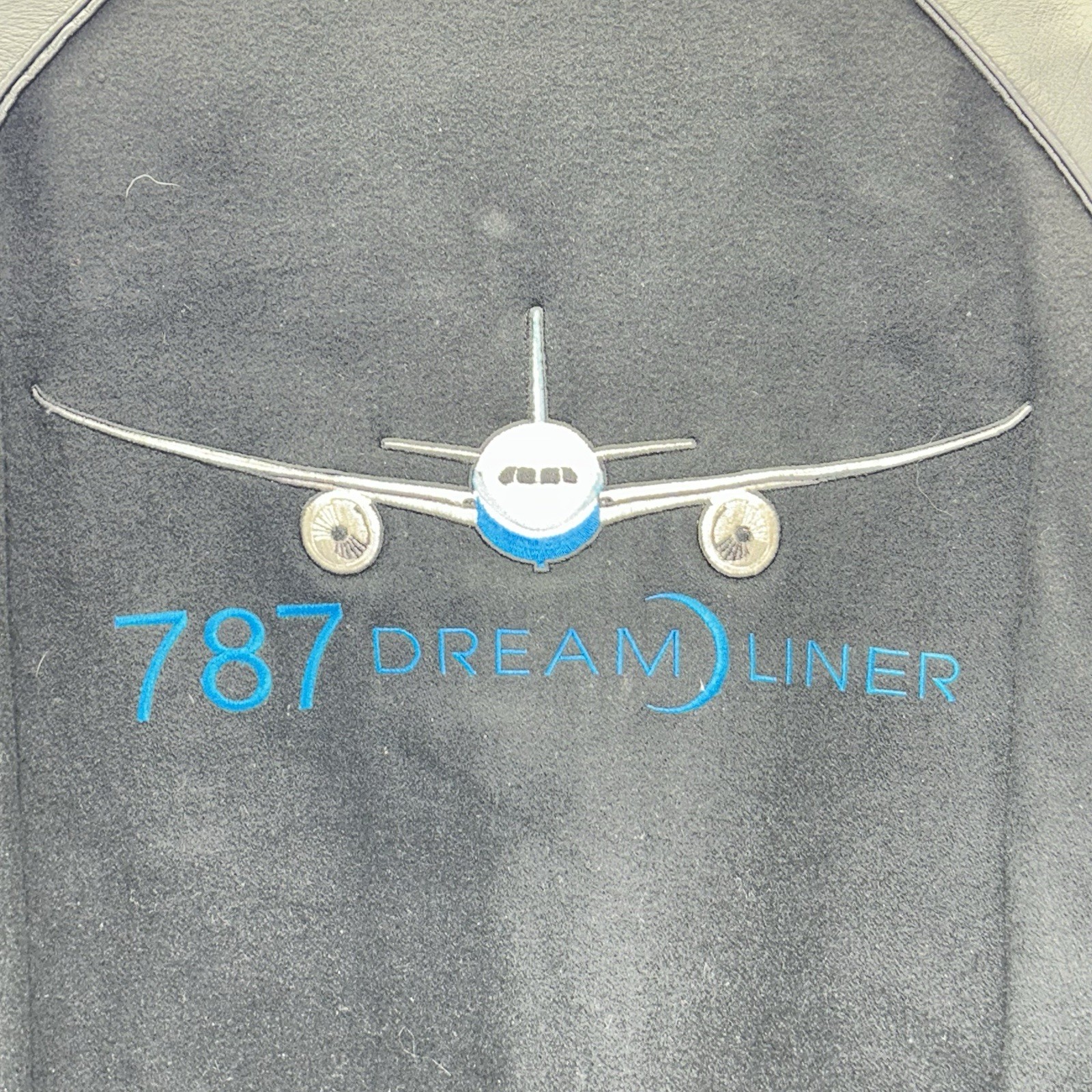 Boeing 787 Dream Liner Leather Shell Jacket Men’s 2XL Black Full Zipper Airplane