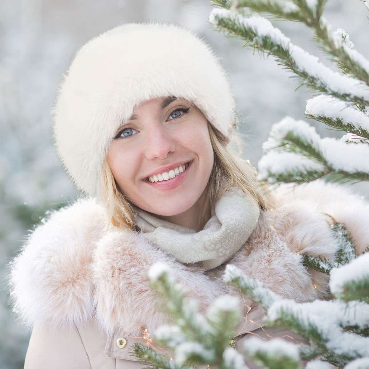 Winter Faux Fur Mongolian Hats For Women Warm Plush Fluffy Cap Outdoor Thicken