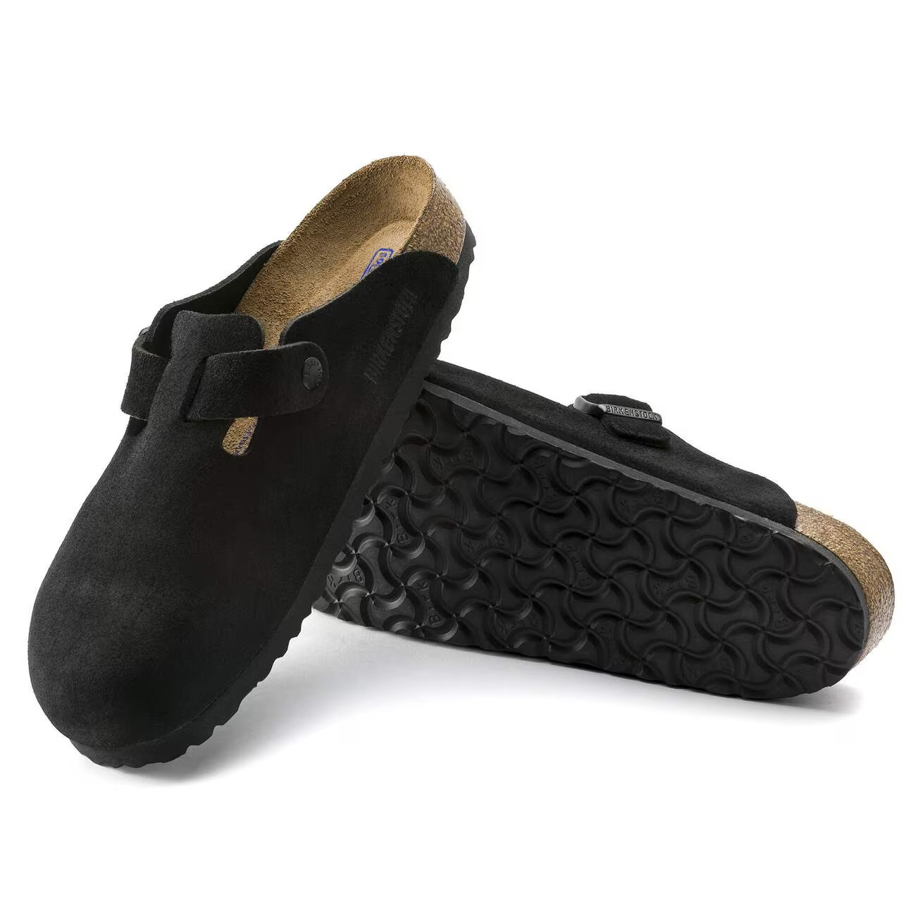 Birkenstock Boston Soft Footbed Black Suede Leather Unisex Shoes Clogs EU37-45