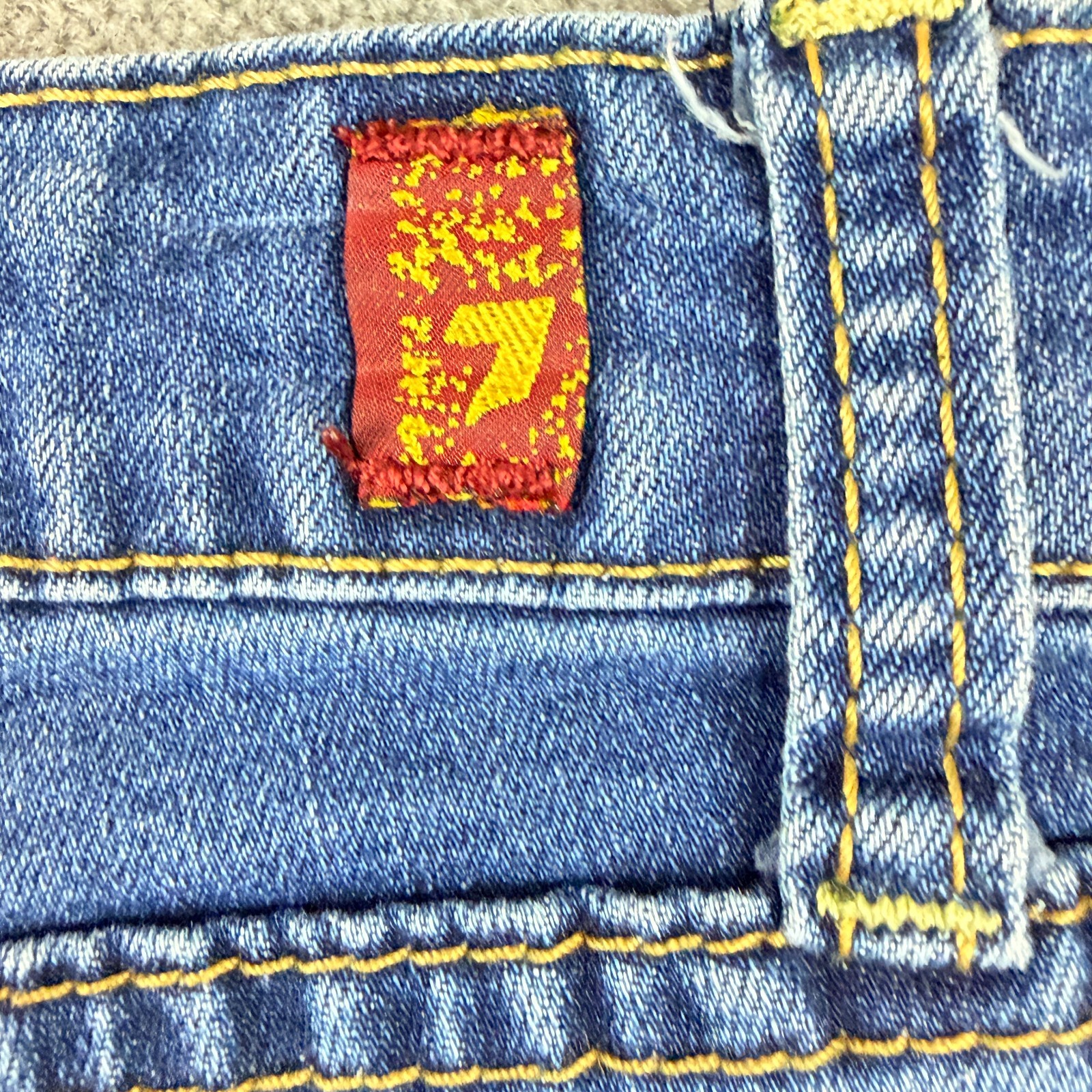 7 For All Mankind Denim Shorts Womens Size 12 Dark Wash Blue Embroidered Pockets