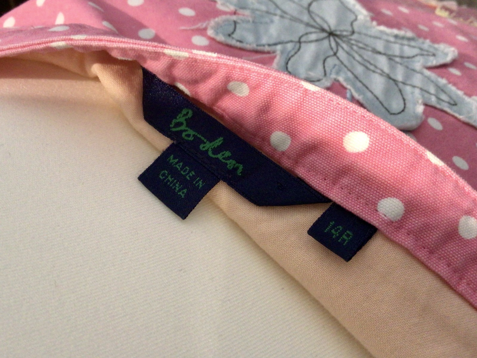 Vintage Boden Pink Polka Dot Floral Embroidered Lined 100% Cotton Skirt (14R)