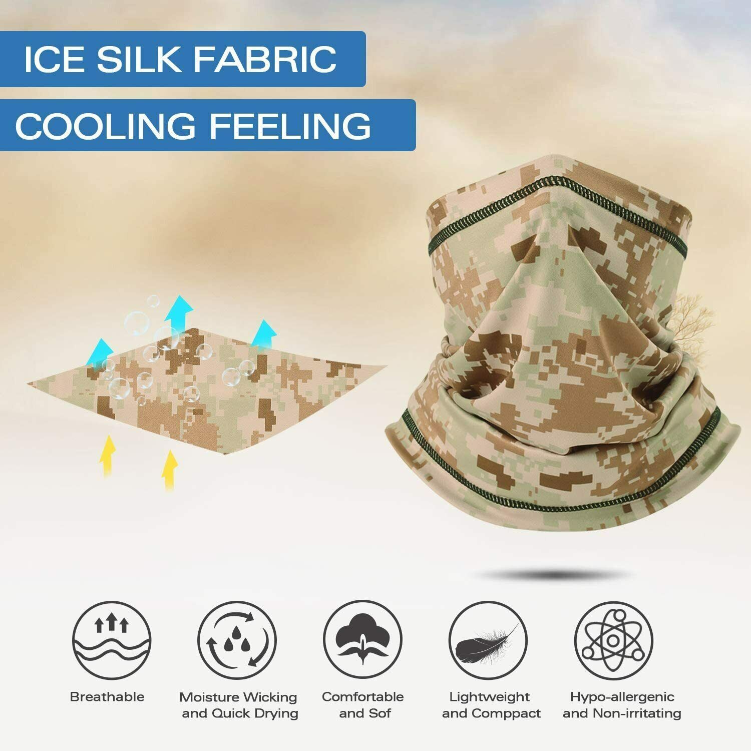 Camo Neck Gaiter Mask Face Scarf Bandana Tube Cover Balaclava Headband Headwrap
