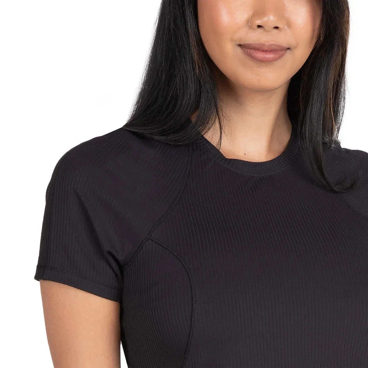 Spyder Women’s Active Ribbed Short Sleeve Tee, Black, Size L