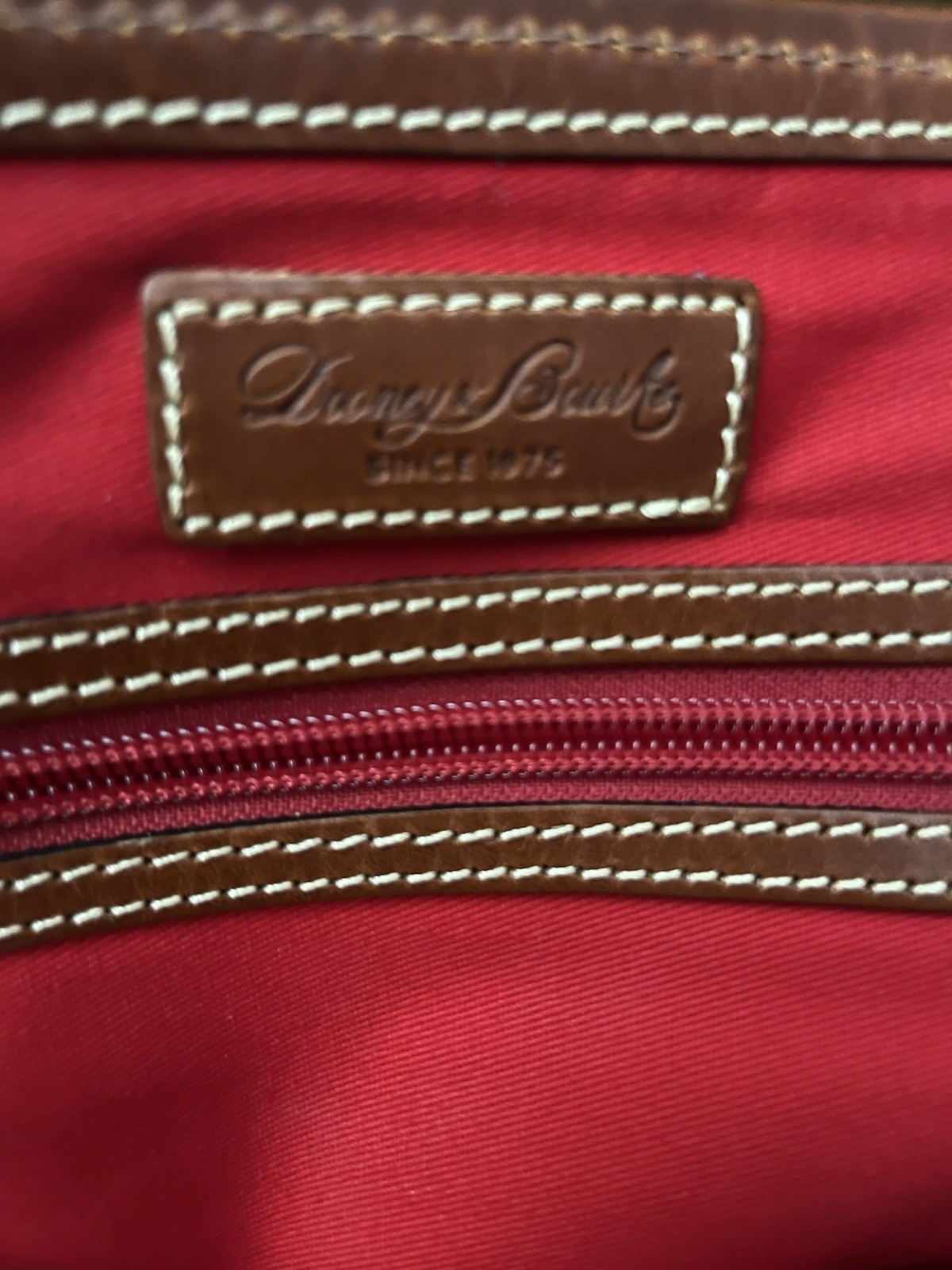 Dooney & Bourke Pebbled Dome Med Satchel Zip Blue/Brown Strap Dust Bag Gold HW