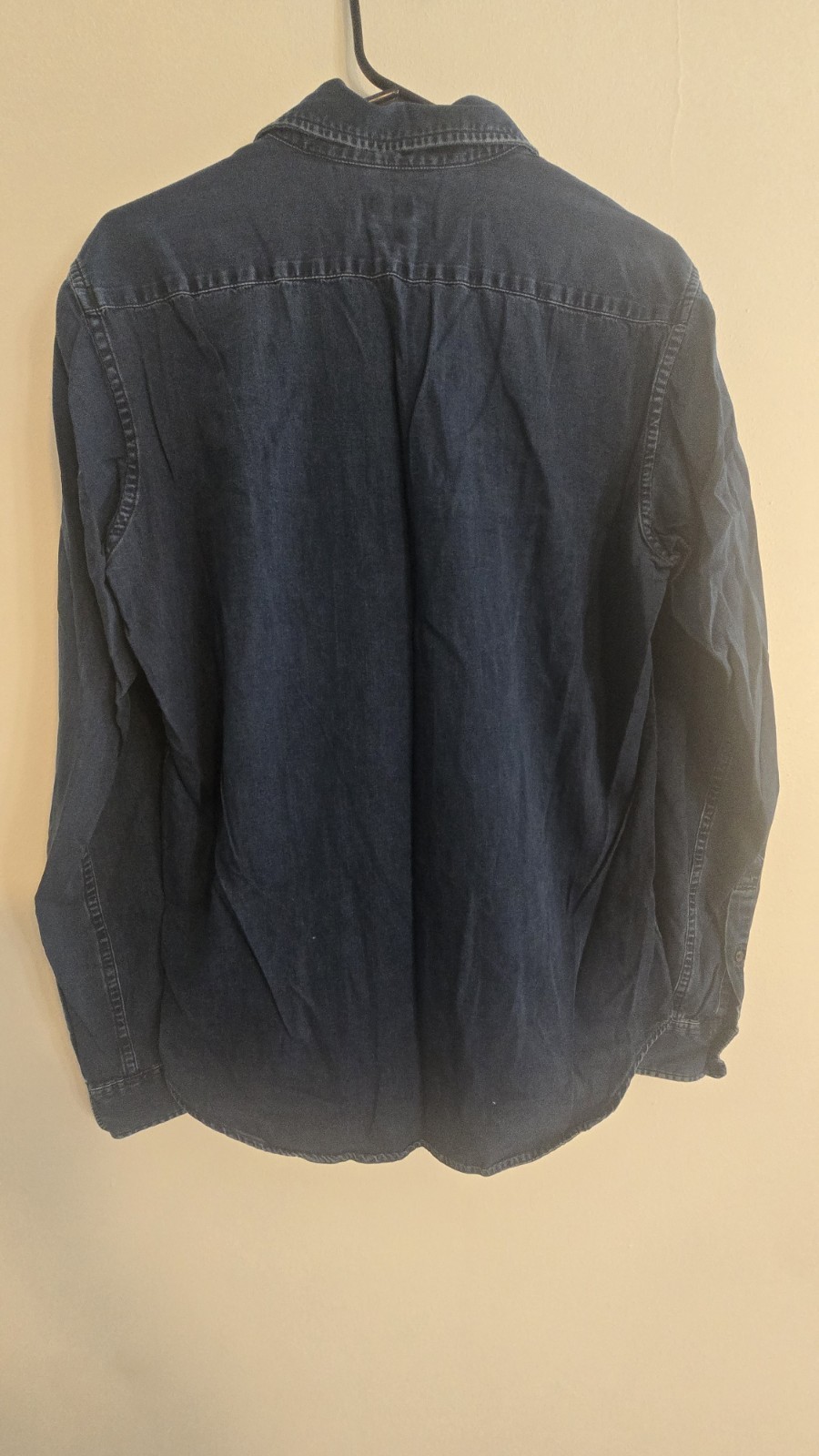 Uniqlo Mens XS Slim Fit Denim Button Down Shirt Indigo Blue Cotton 331-401832
