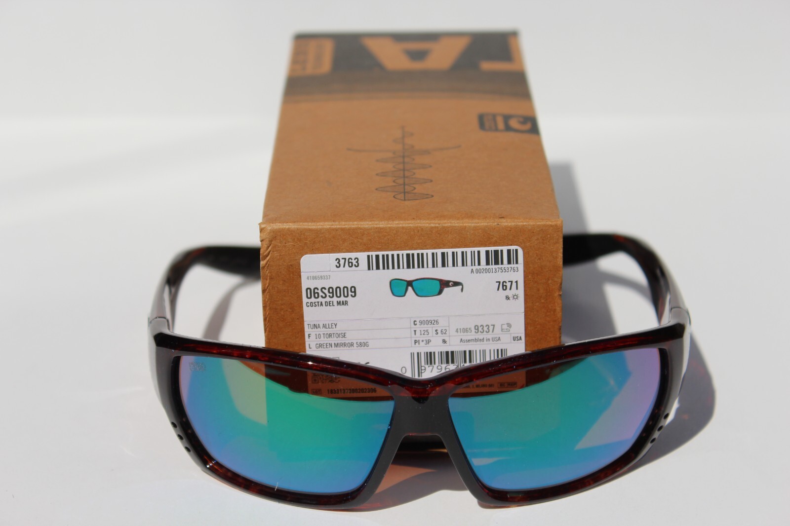 COSTA DEL MAR Tuna Alley POLARIZED Sunglasses Tortoise/Green Mirror 580G NEW