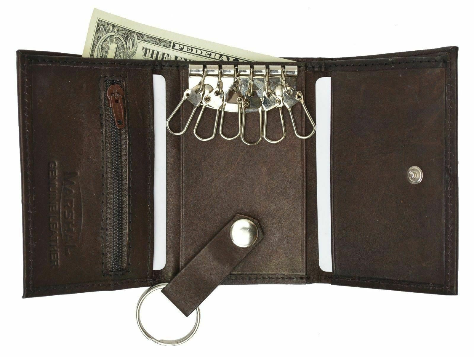 Genuine Leather Men’s Key Holder Accessory 6 Key Chain Wallet Case Brown