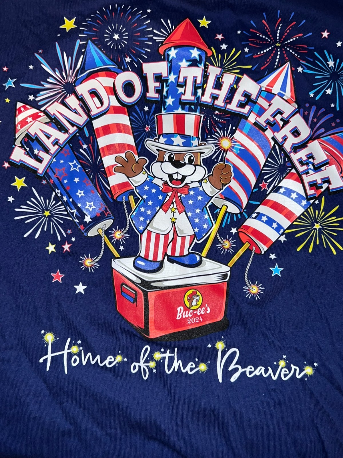 Buc-ees T-Shirt 4X Patriotic Land Of The Free Home Of The Beaver
