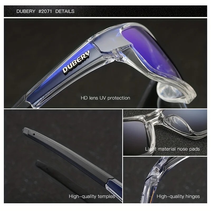 DUBERY Polarized Night Vision Sunglasses Men Wome Sports Driving Glasses Outdoor