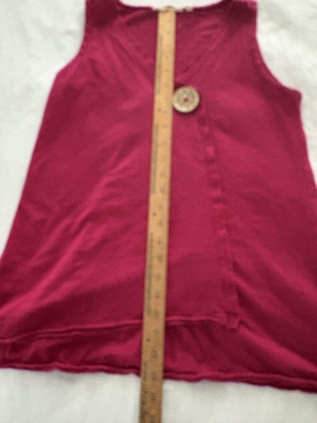 Soft Surroundings Tank Top S Raspberry Asymmetrical Button Accent Beach Minimal