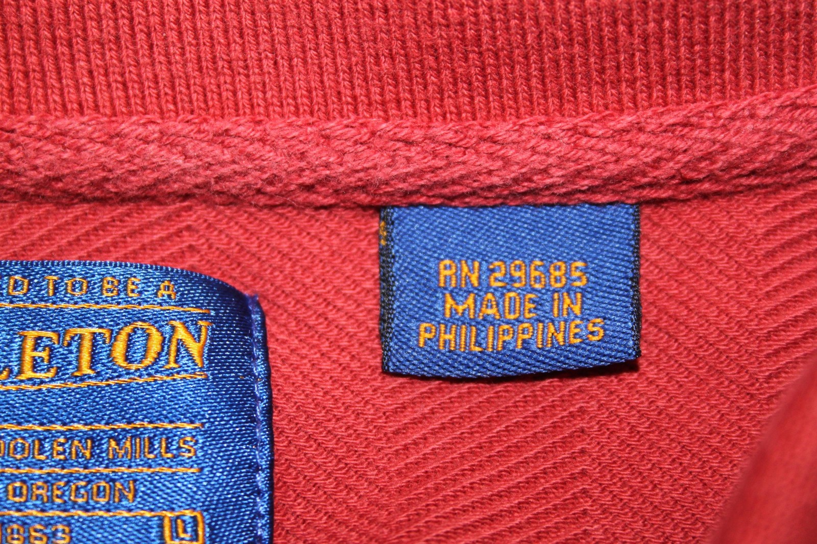 Pendleton Polo Shirt Mens L Red 100% Cotton Herringbone Breathable Easy Care