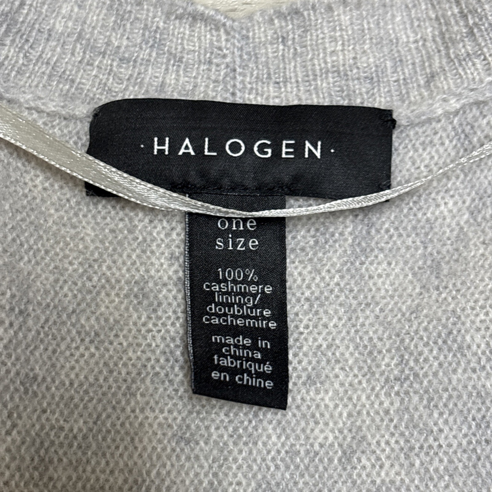 Halogen Cardigan Sweater One Size 100% Cashmere Open Half Sleeve Batwing Gray