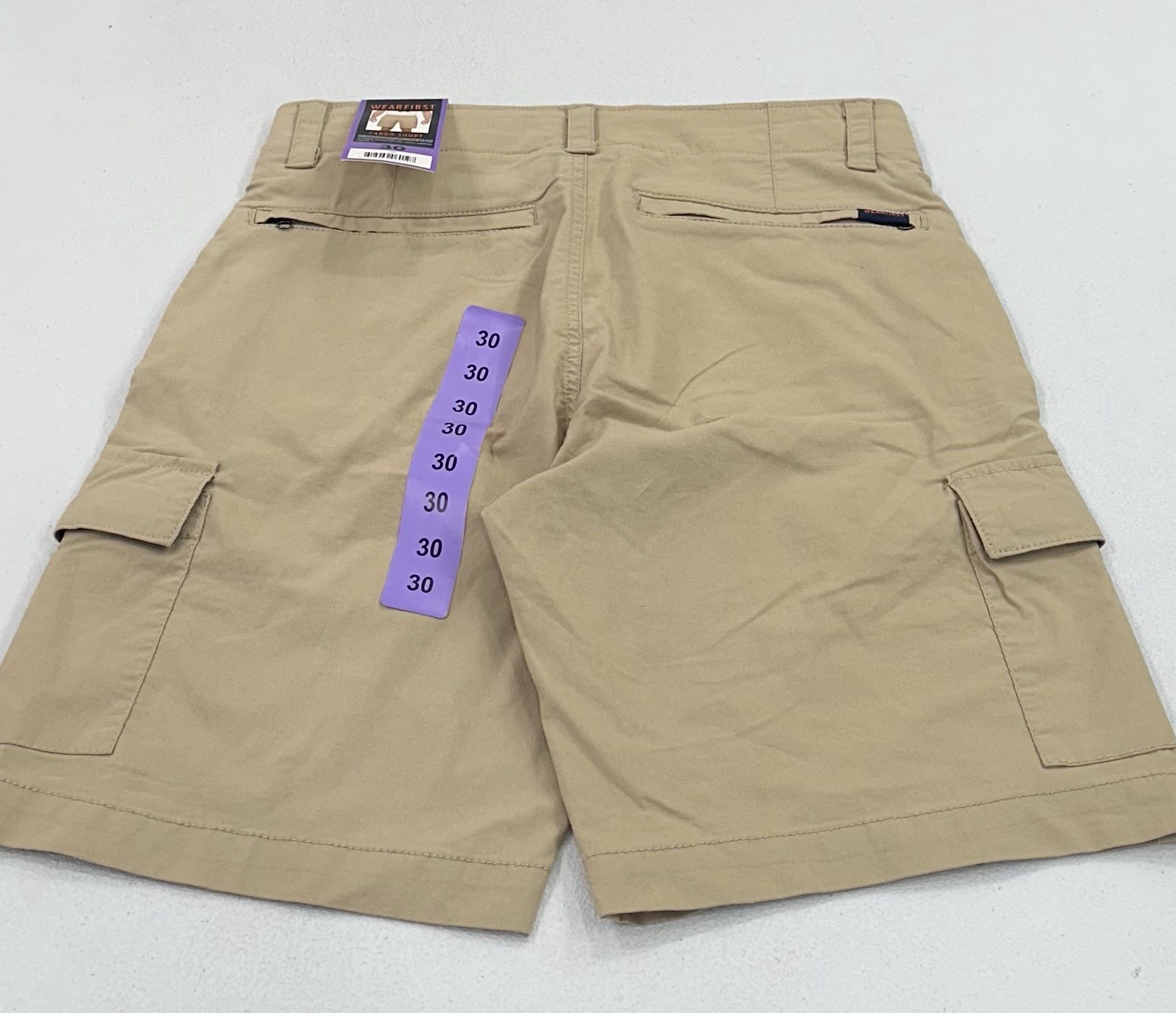 Wearfirst Men’s Classic Fit Stretch Fabric Lightweight Cargo Shorts, Tan, 30