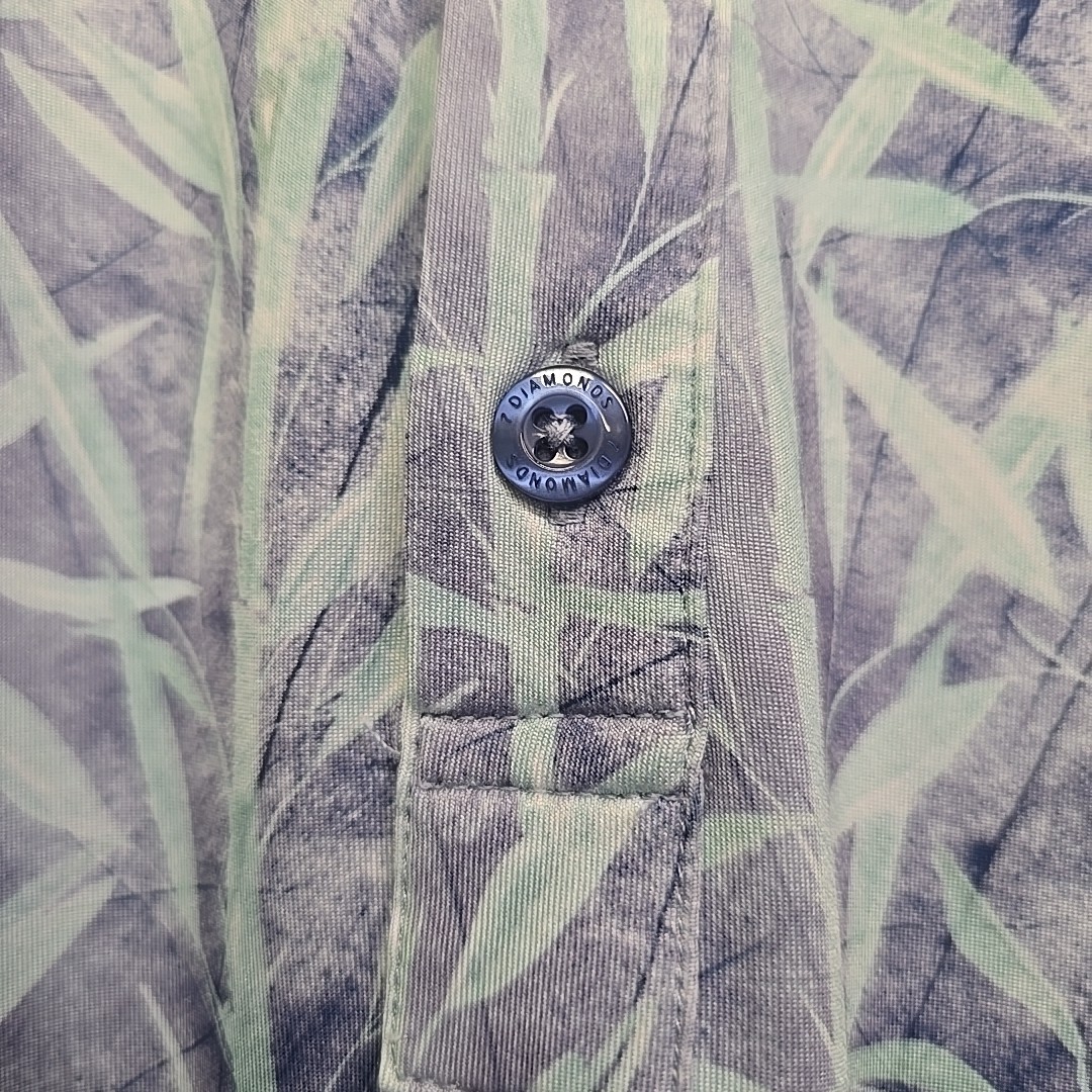 7D 7 Diamonds Polo Shirt Men’s Size XXL Hawaiian Print Golf Blue and Gray Casual