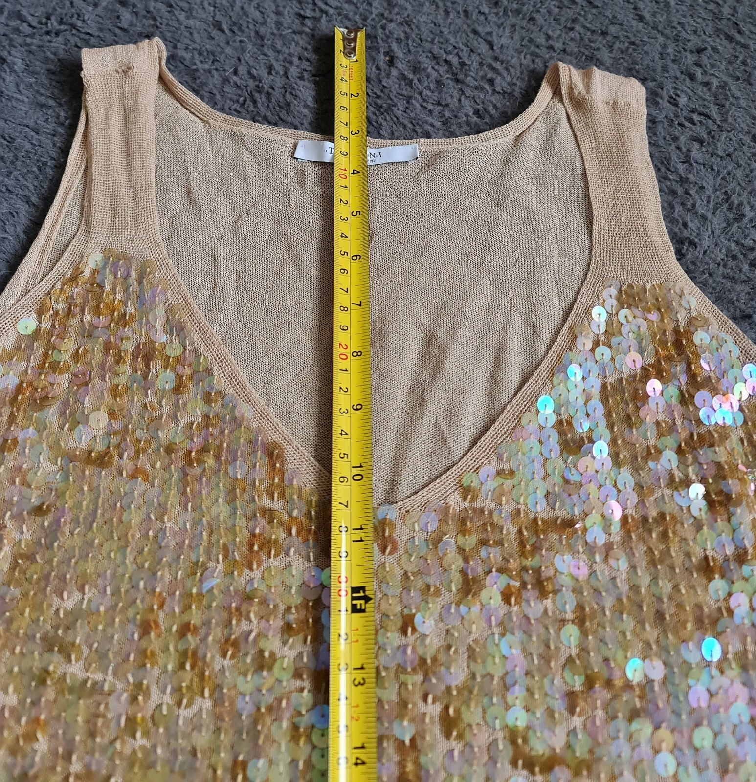 Taviani Italian Concept, Size 19, Beige Sparkly Top, used