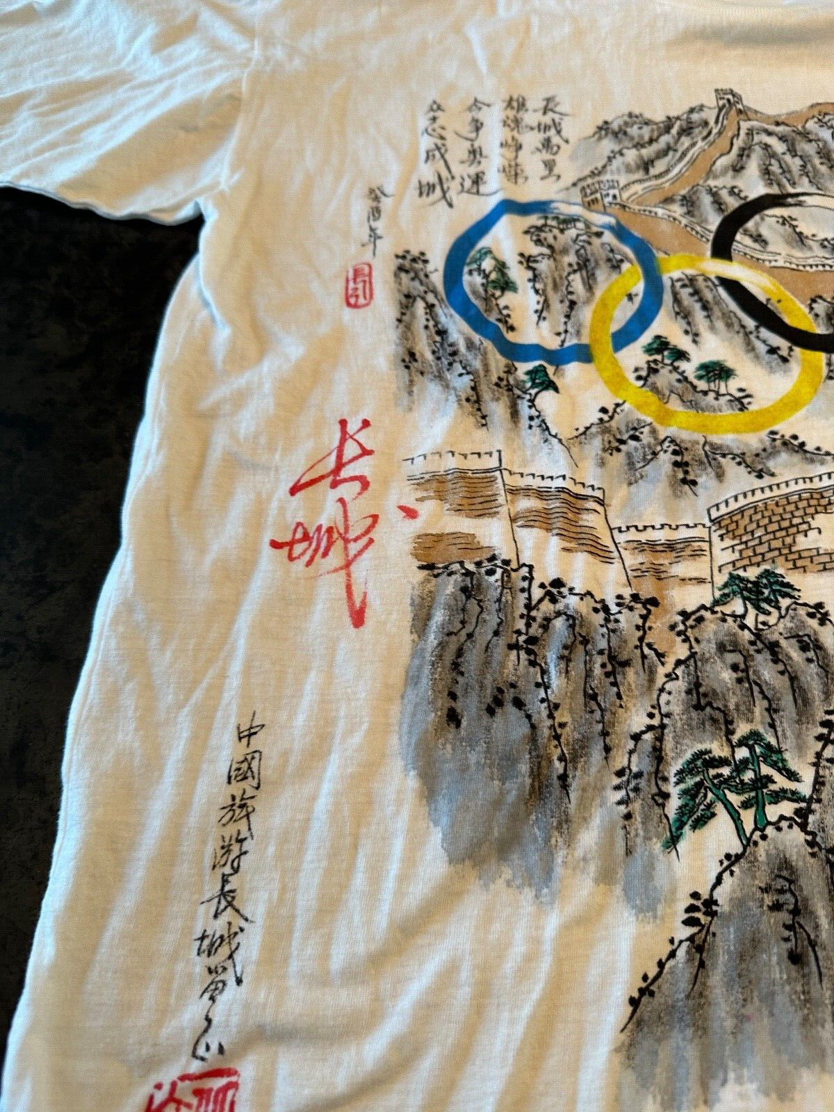 VTG BEACH CLUB CHINA OLYMPIC SHIRT MENS L GRAPHIC SINGLE STITCH
