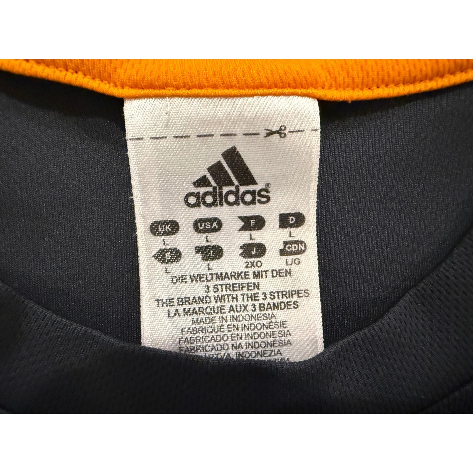Adidas Response Men Large Charcoal Grey Orange 3-Stripe Performance Mesh T-Shirt