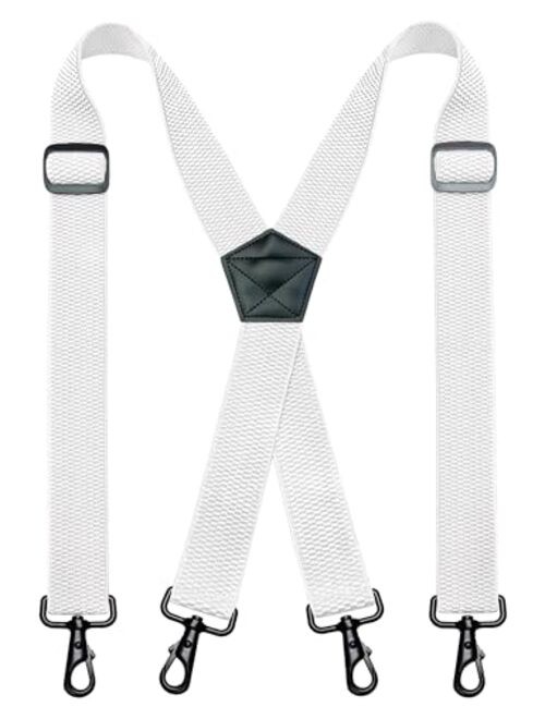 1.48″ Wide Heavy Duty Suspender with 4 Swivel Hooks for Jeans Pants White