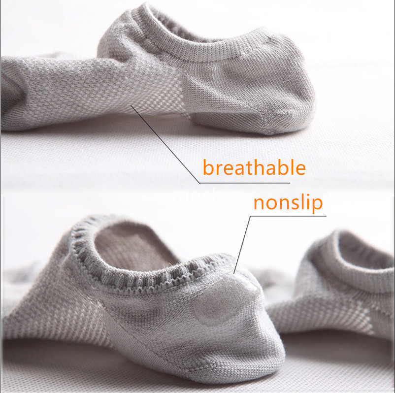 6Pairs Men Bamboo Cotton No Show Socks Low Cut Casual Sport Solid Nonslip Summer