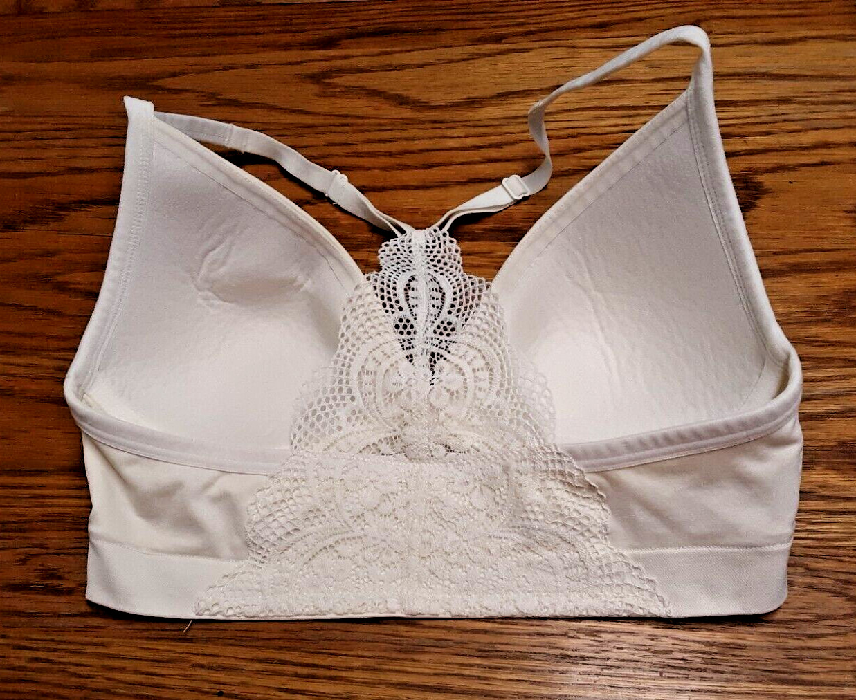 Ambrielle Everyday Seamless Lounge Bra Racerback Lace Medium RN# 15741 Ivory
