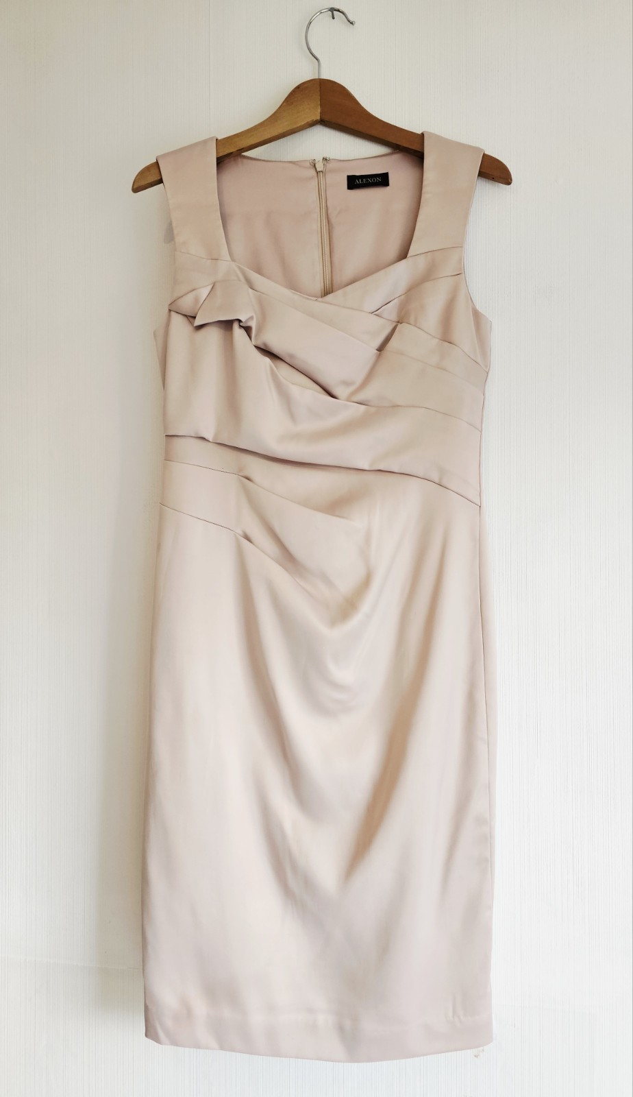 Alexon Champagne Satin Dress UK 10 Mother Of Bride Occasion Wear Bridesmaid