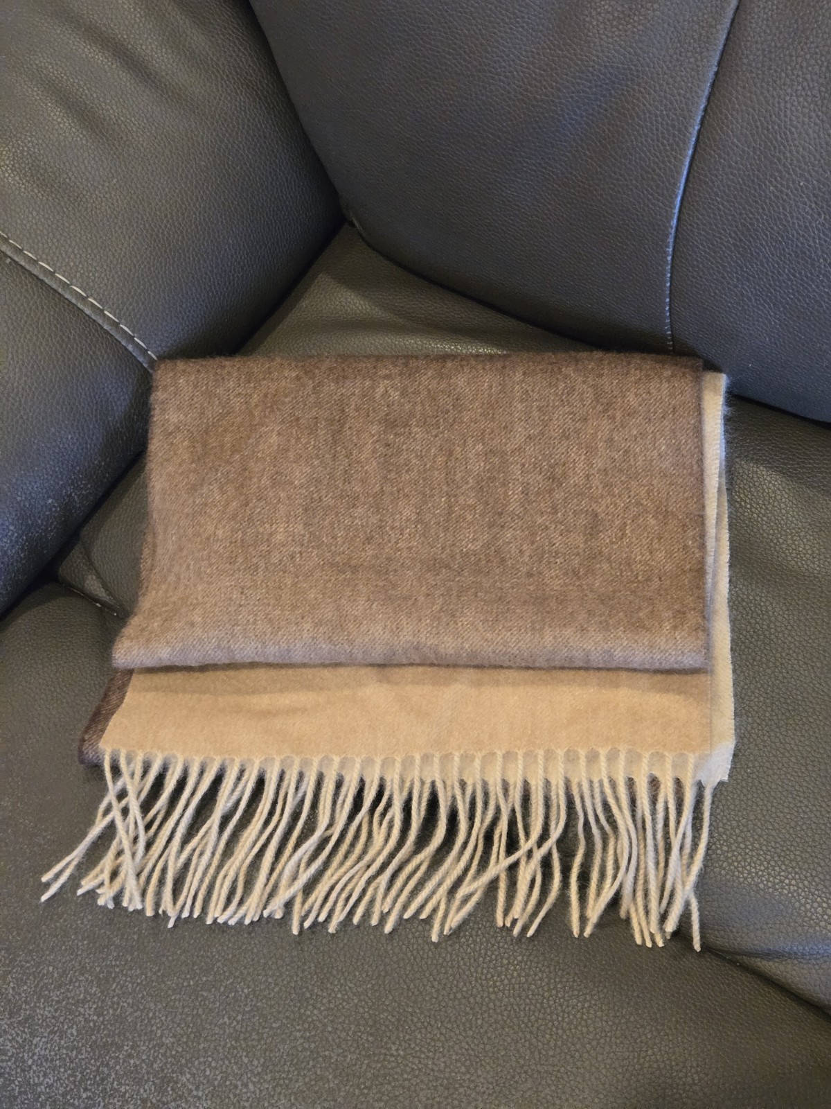 LA SEINE 100% CASHMERE SCARF Brown Ombre 75” X 12”
