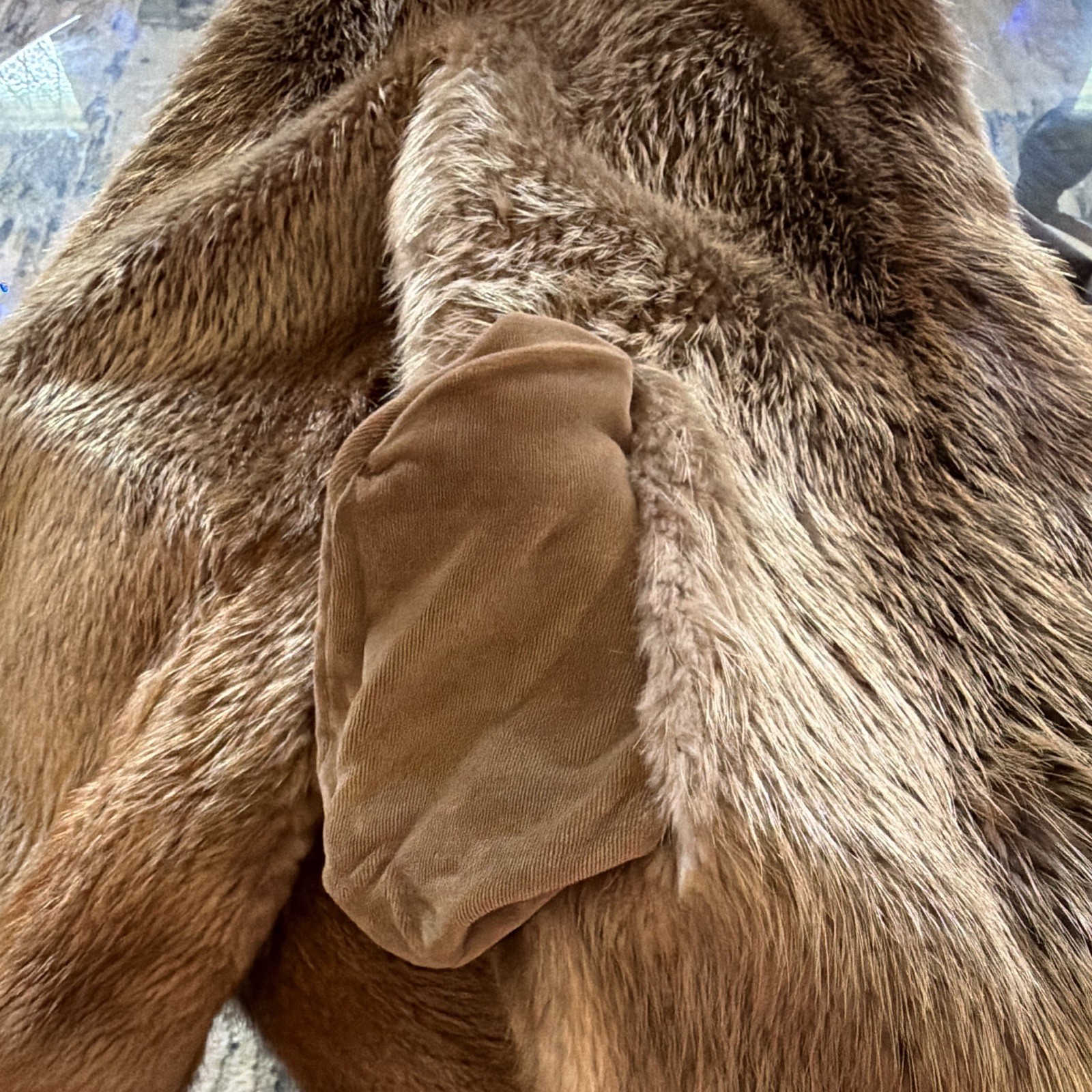 Brown Hooded Lined Beaver Fur Coat Adult XL Unisex Short with Hook & Eye Hood