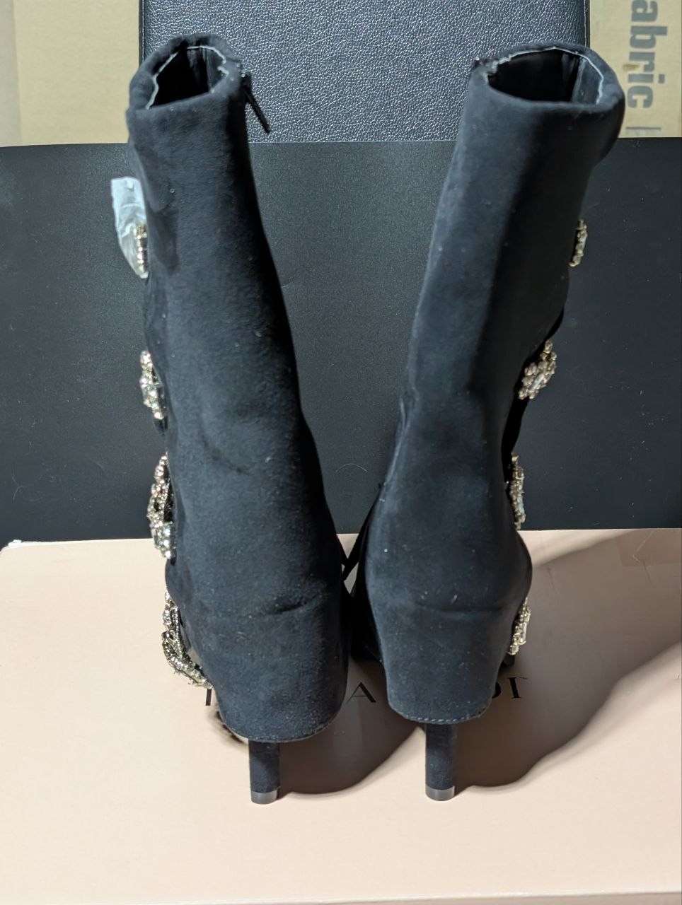 Thalia Sodi Nami Embellished Mid-Calf Boots Black US Size 7.5