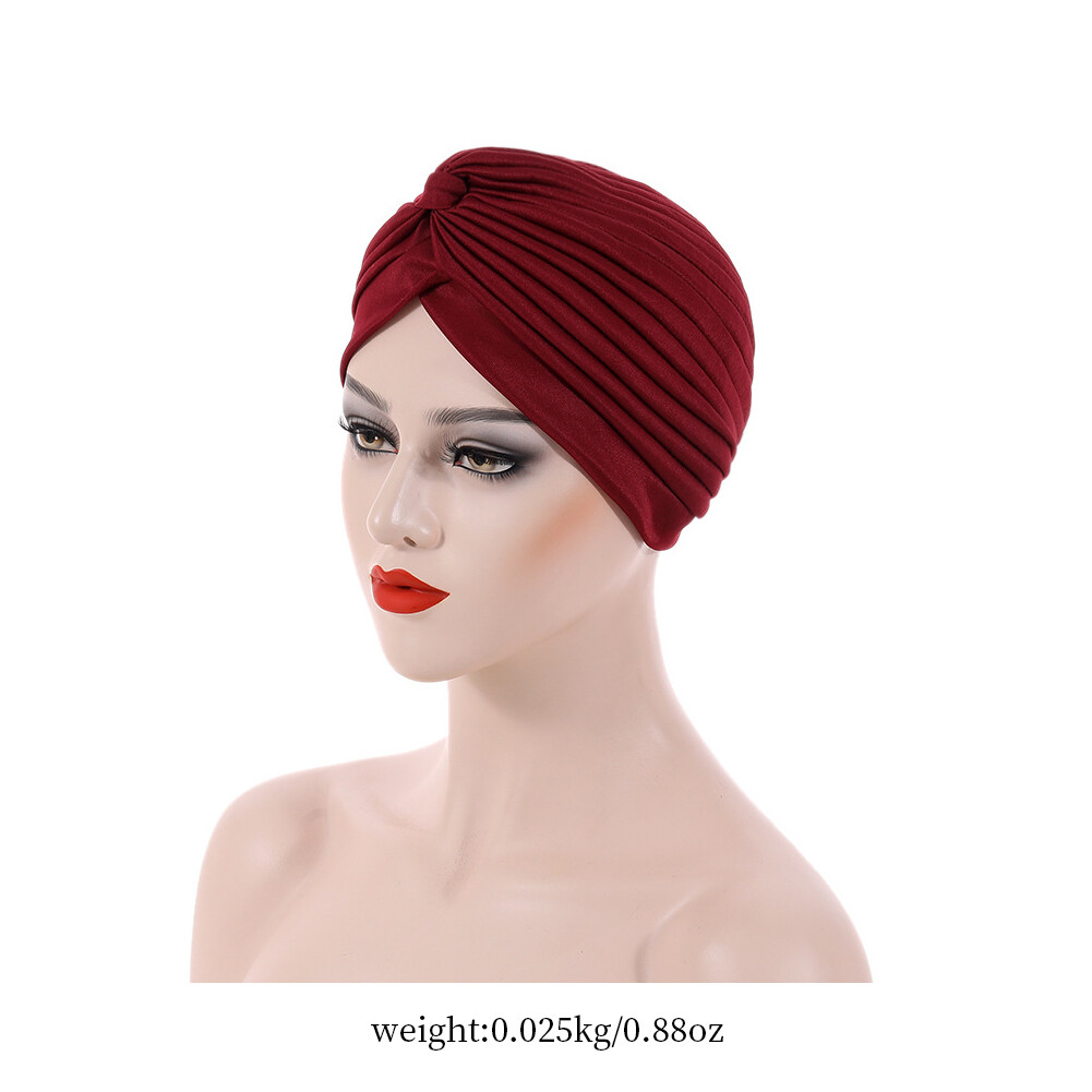 US 1 Pack Turban For Women Soft Head Wrap Pleated Loss Cap Chemo Hat Hair