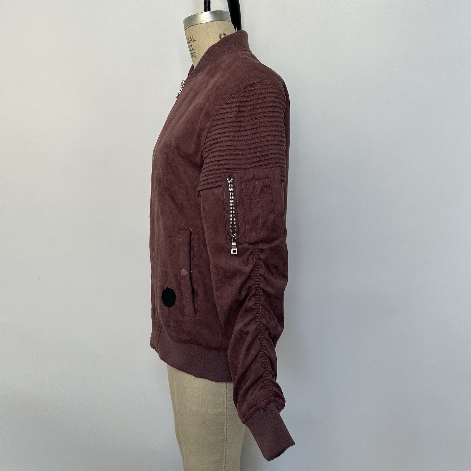 Project X Paris Burgundy faux Suede Bomber Jacket#bomber #suede