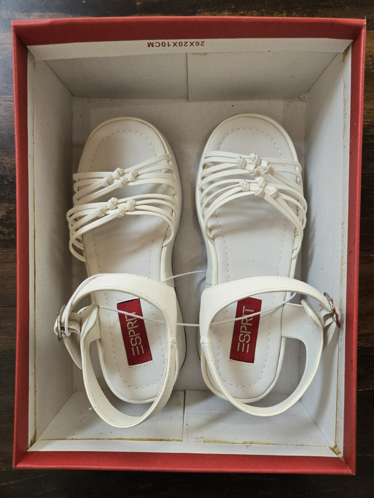 ESPRIT Youth Girls Size 1 (8.5 inches long) White Strap Shoes/Sandals, NIB!