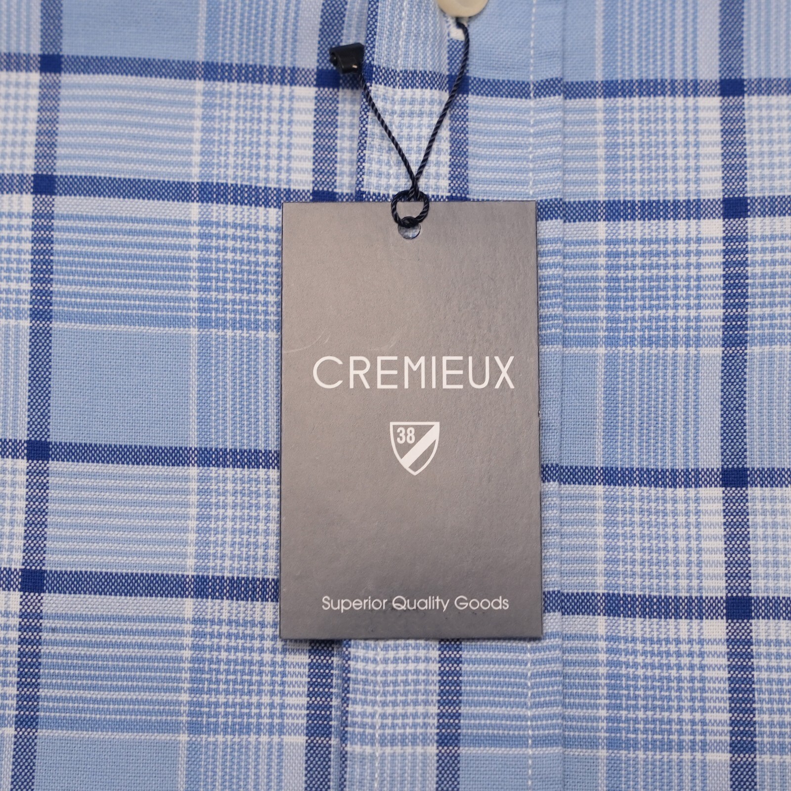 Cremieux Men’s Short-Sleeve Shirt XL Blue Check 100% Cotton NWT $75