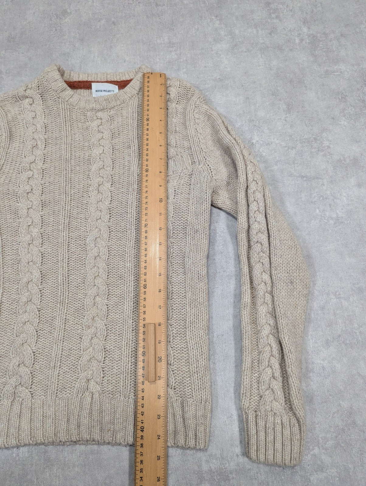 Norse Projects Jumper Womens S Wool Olaf Cable Knit Fisherman Preppy Sweater Top