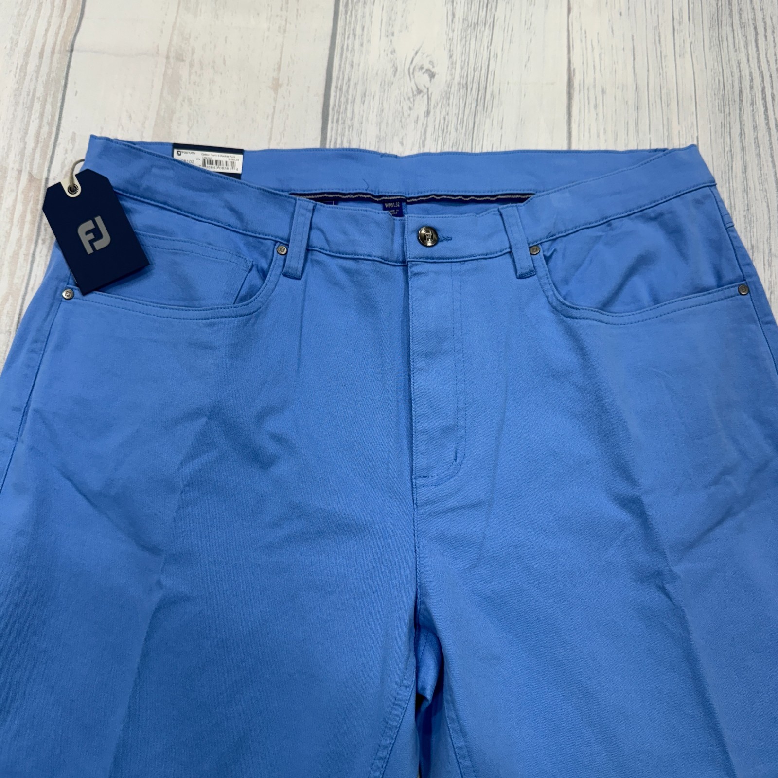 NWT Footjoy Cotton Twill 5 Pocket Pants Lagoon Blue 36×32 Golf Mens FJ $125