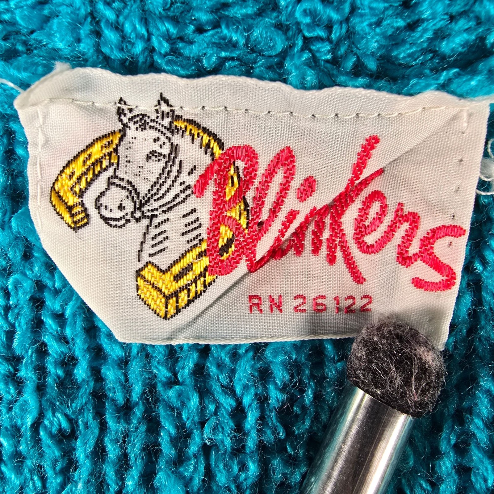 Vintage 1980s Blinkers Women’s Teal Boucle Popcorn Knit V-Neck Sweater (M)