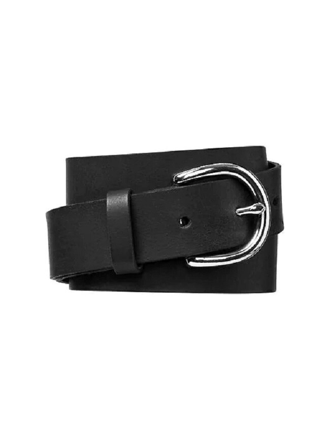 New GAP Women’s Classic Belt BLACK Silver Buckle Adjustable Cow Leather XS