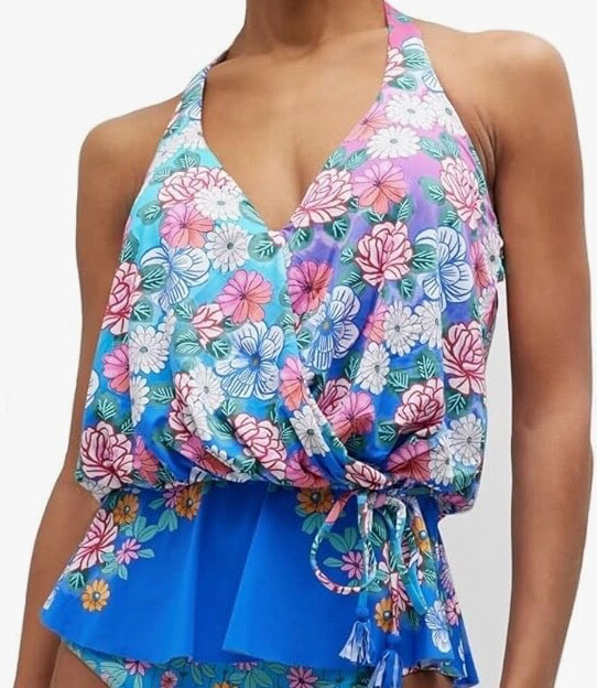 Johnny Was Swimsuit Womens Sz S Color Blast Tankini Top CSW8223-J Nwt $298