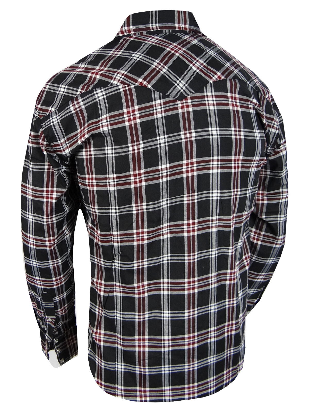 Plaid Western Shirt Mens Triple Snap Cuff Flap Pockets TRUE FIT Country Casual d