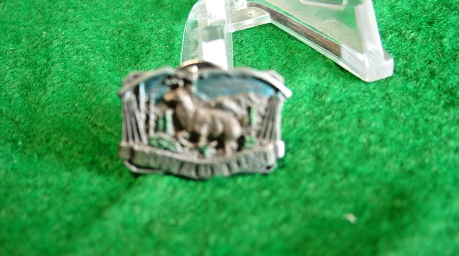BELT BUCKLE, Key Ring and Pin Set (Bow Hunters Deer Theme)