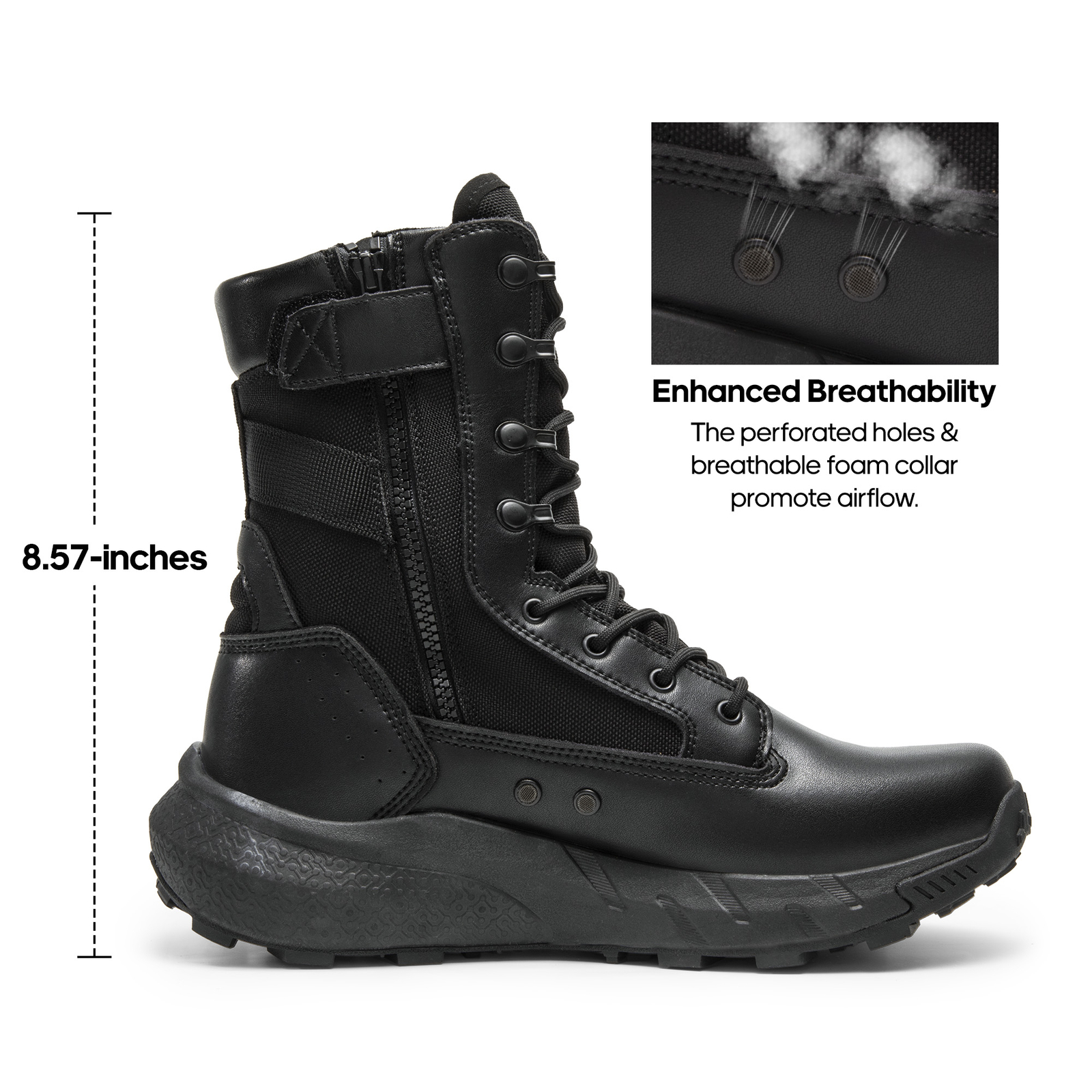NORTIV 8 Mens Military Boots Tactical Boots 8 inches Hiking Leather Combat Boots