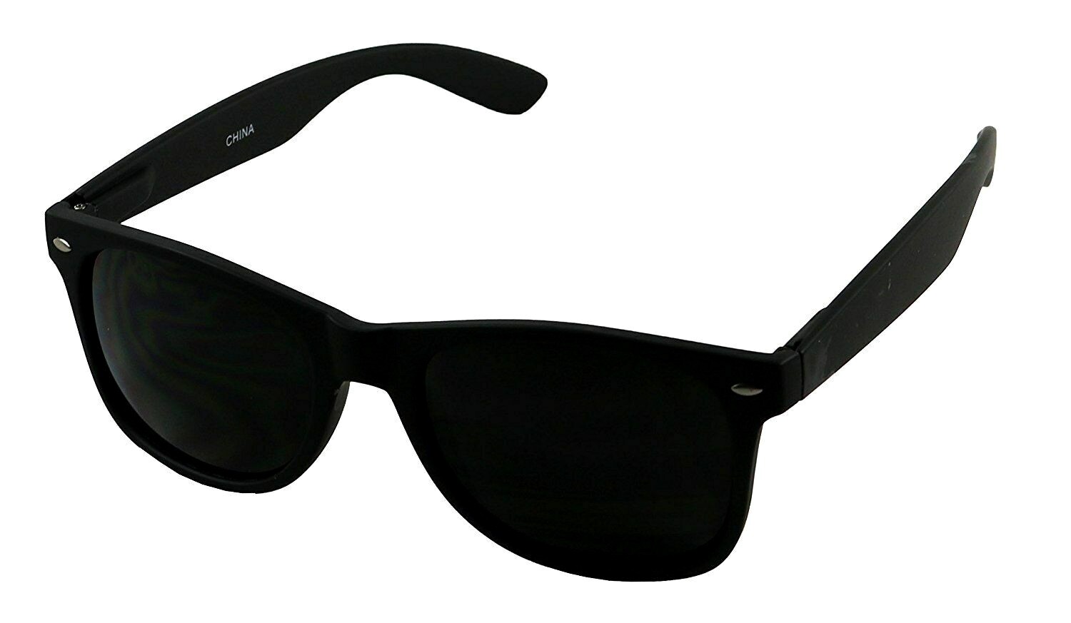 Classic Retro 80’s Super Dark Non-Polarized Lens Square Murdered Out Sunglasses